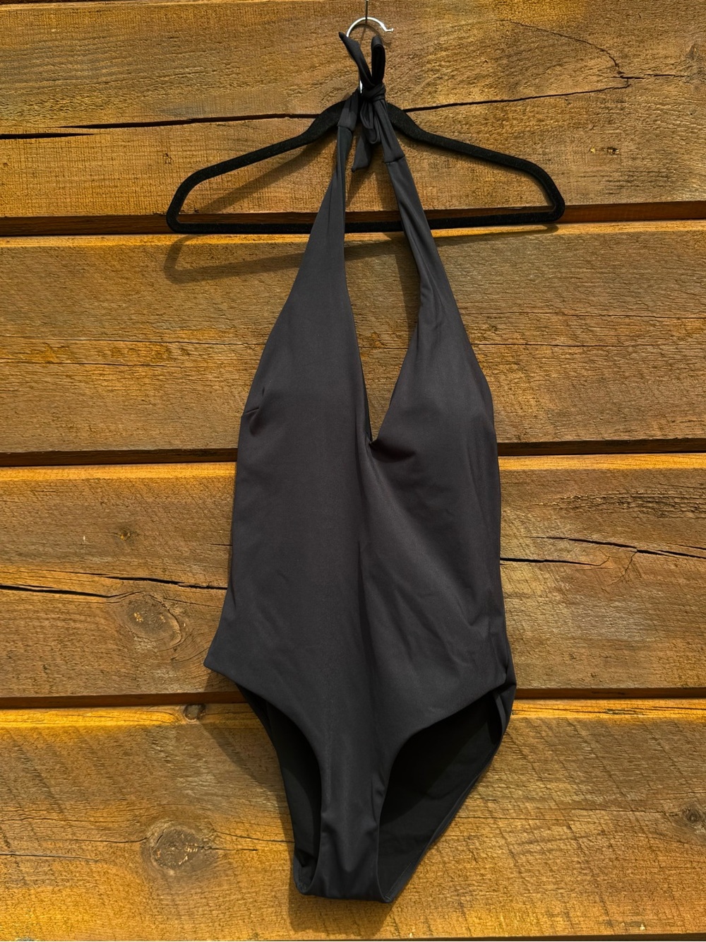 Sea Level Australia Black Halter One-Piece Plunging Neck Swimsuit